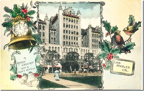 Christmas Card, 1911, Philharmonic Auditorium 