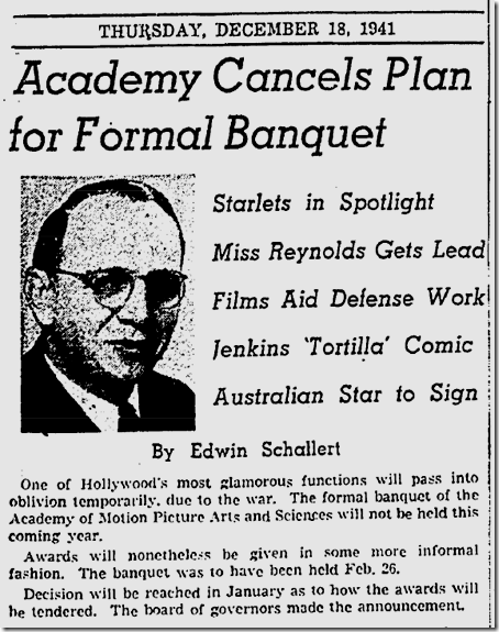 Dec. 18, 1941, Academy Awards 