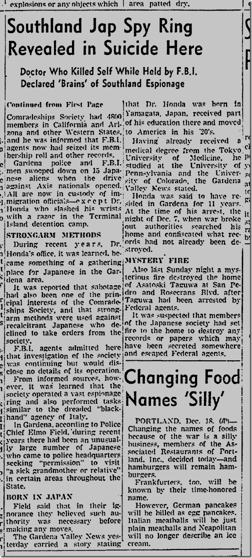 Dec. 19, 1941, Spy Ring 