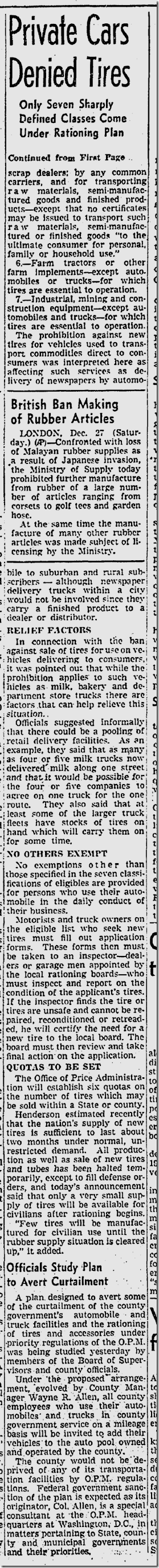 Dec. 27, 1941, Tire Rationing 