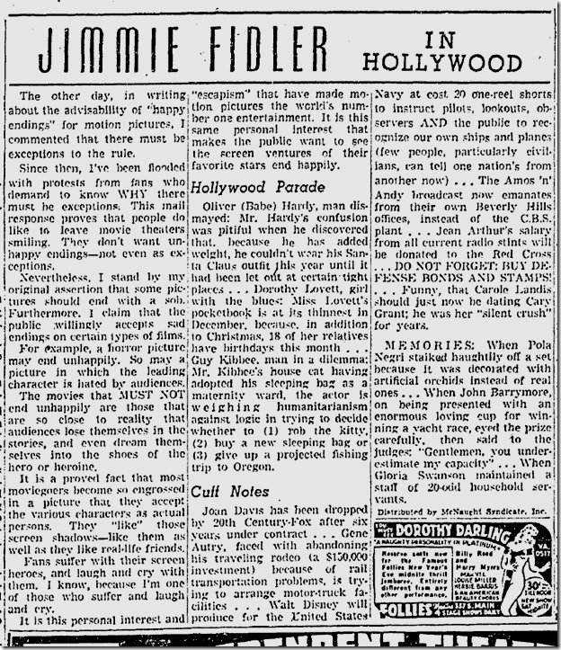 Dec. 29, 1941, Jimmie Fidler 