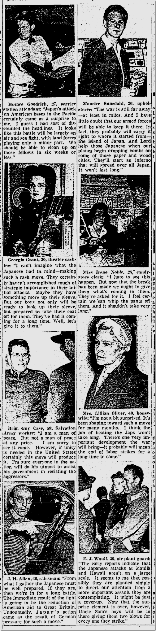 Dec. 8, 1941, Person in the Street 