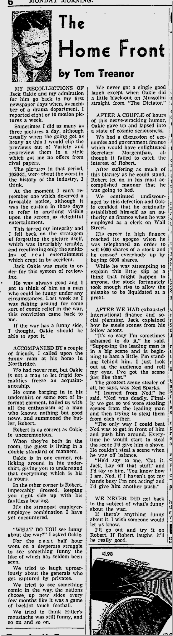 Dec. 8, 1941, Tom Treanor 