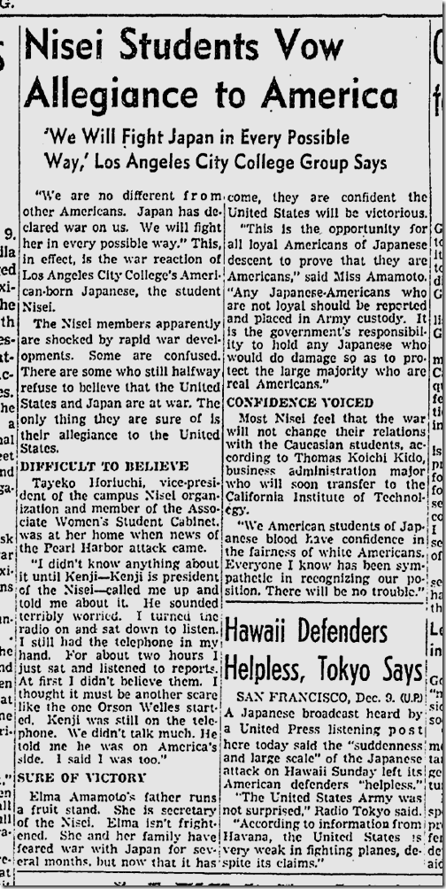 Dec. 10, 1941, Nisei Students 