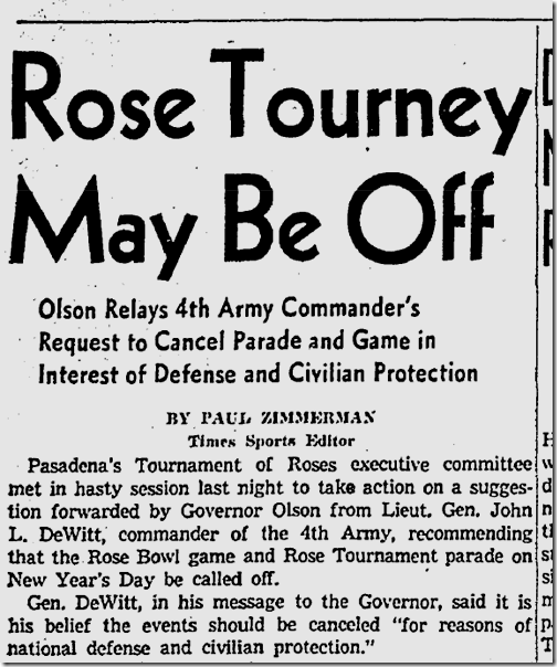 Dec. 14, 1941, Tournament of Roses 