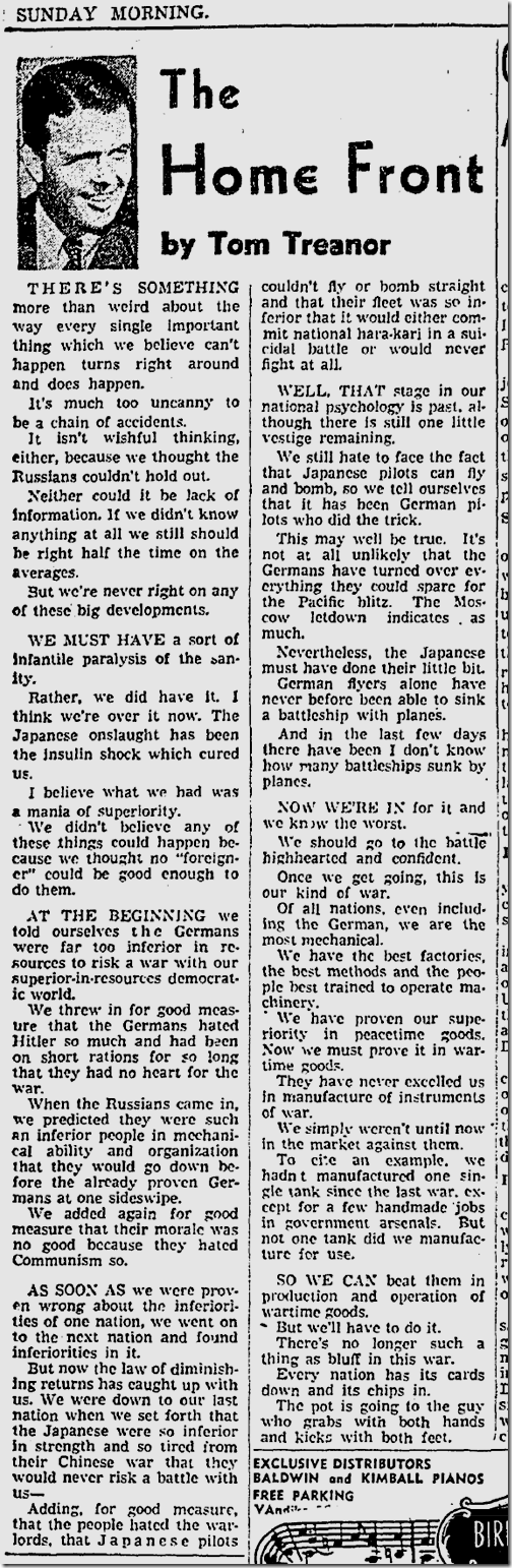 Dec. 14, 1941, Tom Treanor 