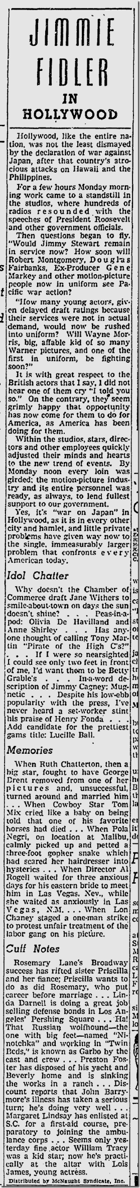 Dec. 10, 1941, Jimmie Fidler 