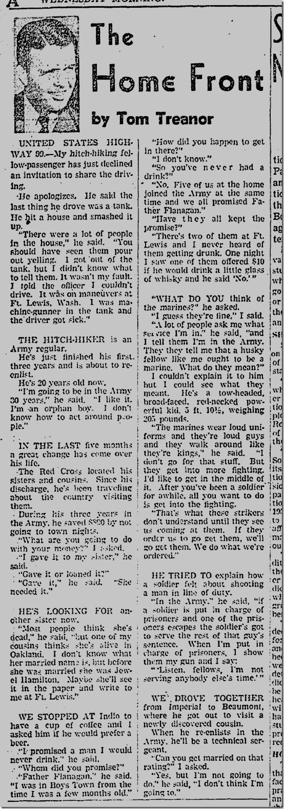 Dec. 3, 1941, Tom Treanor 