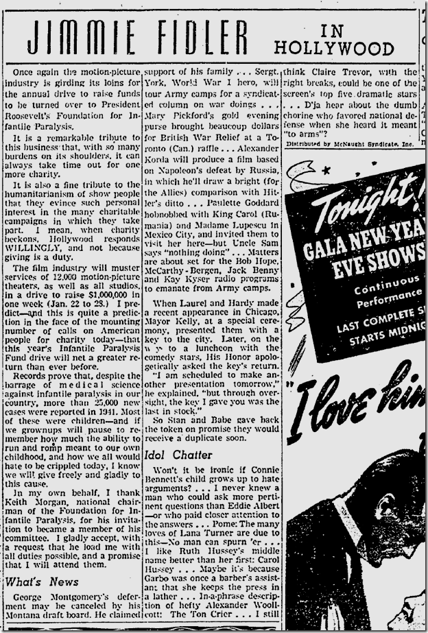 Dec. 31, 1941, Jimmie Fidler in Hollywood 
