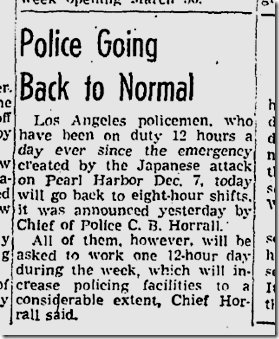 Jan. 4, 1942, LAPD shifts Jan. 4, 1942, LAPD shifts