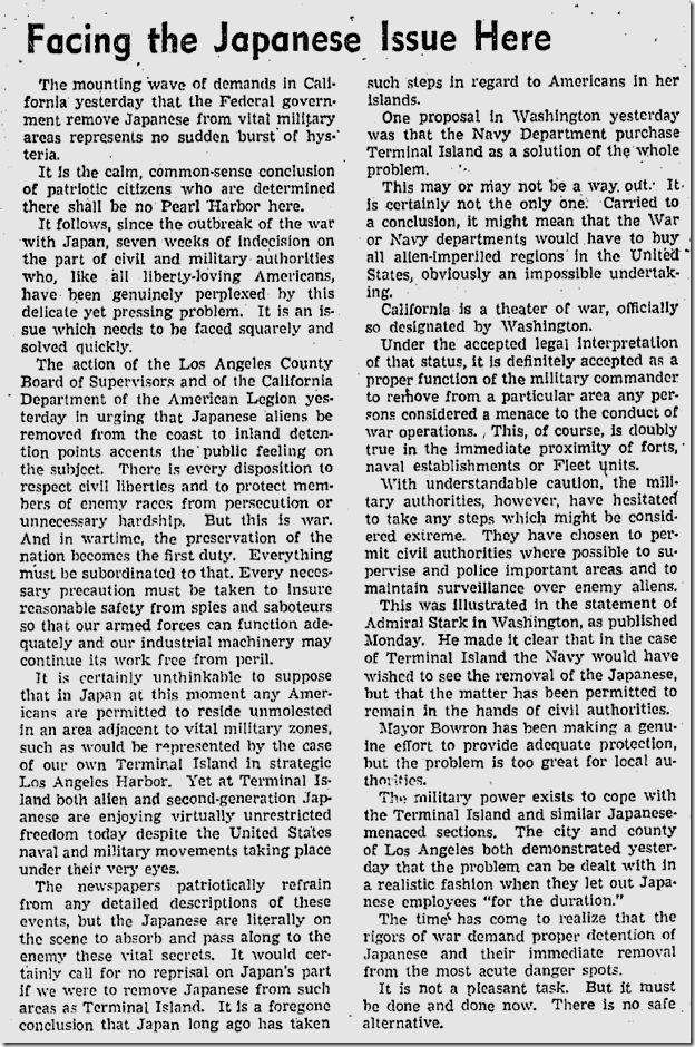 Jan. 29, 1942, Japanese Eviction Jan. 29, 1942, Japanese Eviction