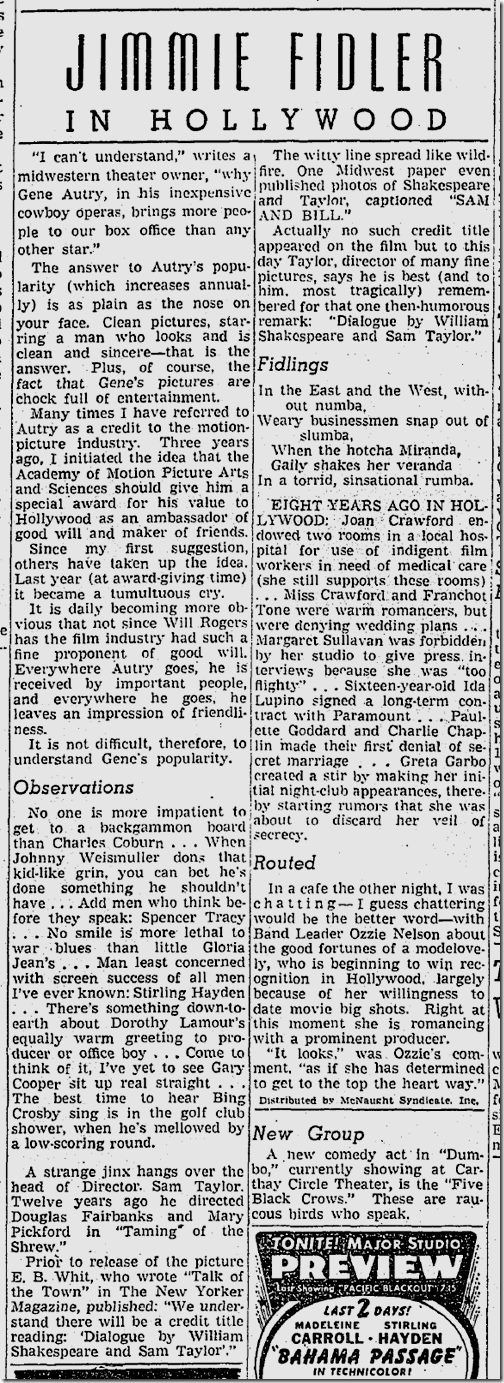 Jan. 28, 1942, Jimmie Fidler Jan. 28, 1942, Jimmie Fidler