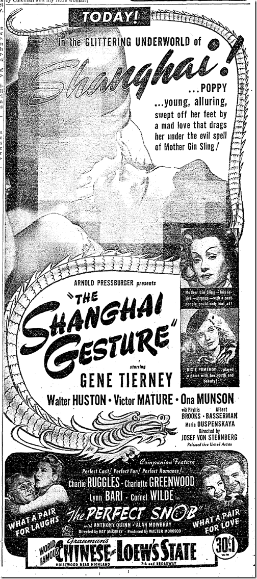 Jan. 29, 1942, Shanghai Gesture Jan. 29, 1942, Shanghai Gesture