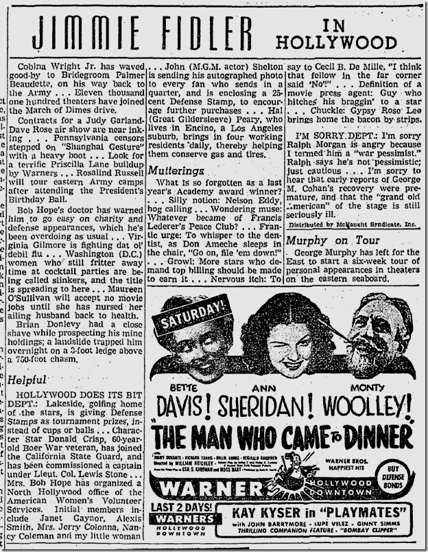 Jan. 29, 1942, Jimmie Fidler Jan. 29, 1942, Jimmie Fidler