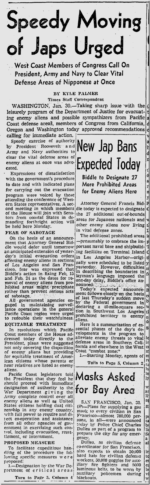 Jan. 31, 1942, Japanese Evacuation Jan. 31, 1942, Japanese Evacuation