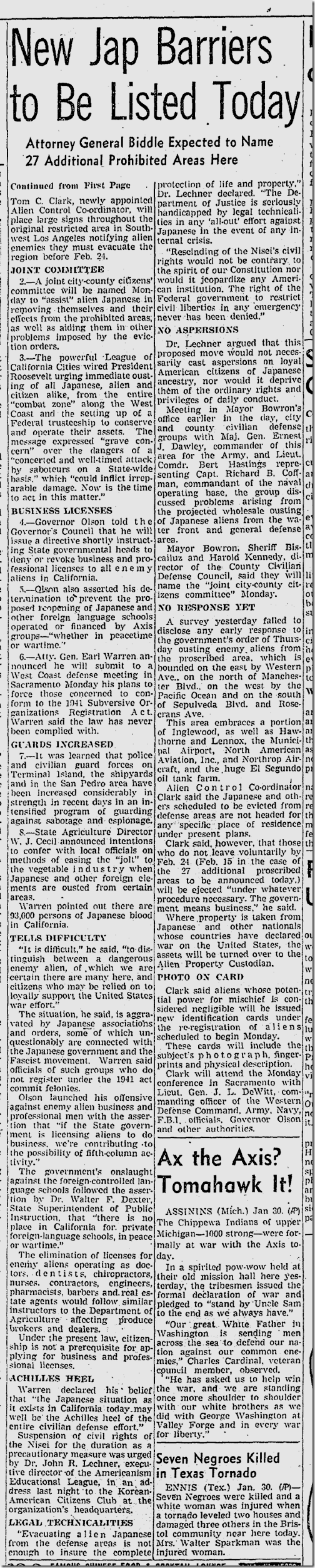 Jan. 31, 1942, Japanese Evacuation Jan. 31, 1942, Japanese Evacuation