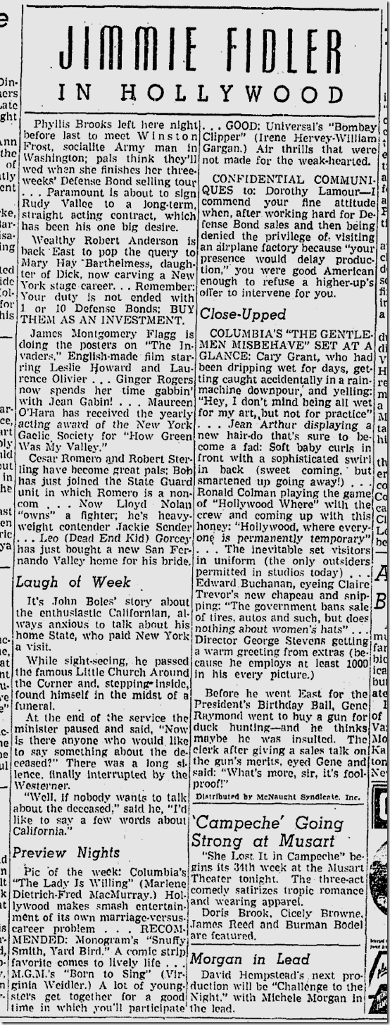 Jan. 31, 1942, Jimmie Fidler Jan. 31, 1942, Jimmie Fidler