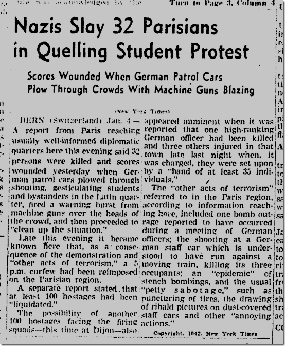 Jan. 5, 1942, Nazis Quell Protest 