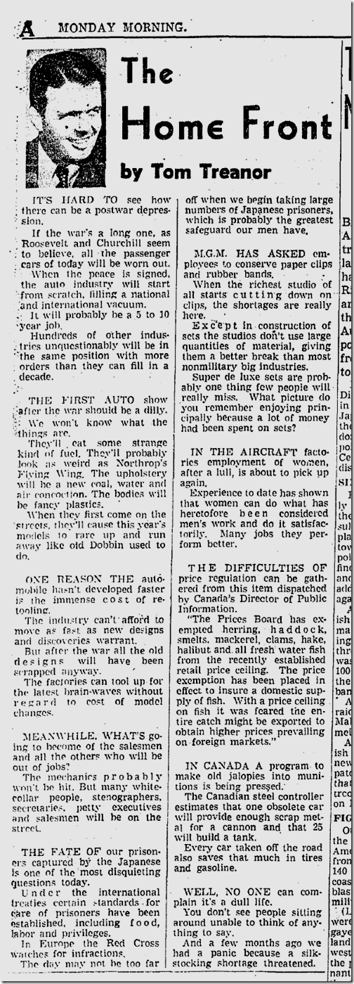 Jan. 5, 1942, Tom Treanor 