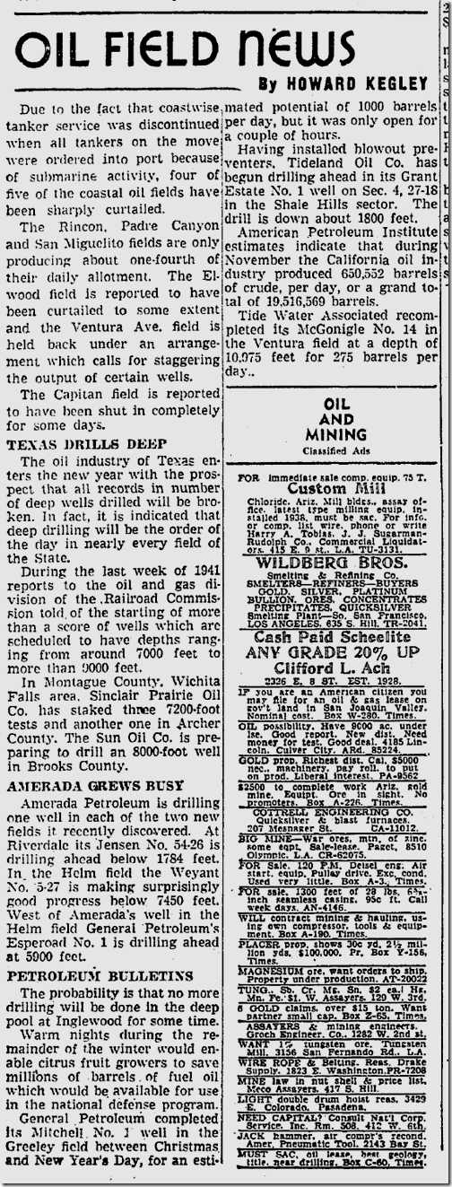 Jan. 5, 1942, Oil Field News 