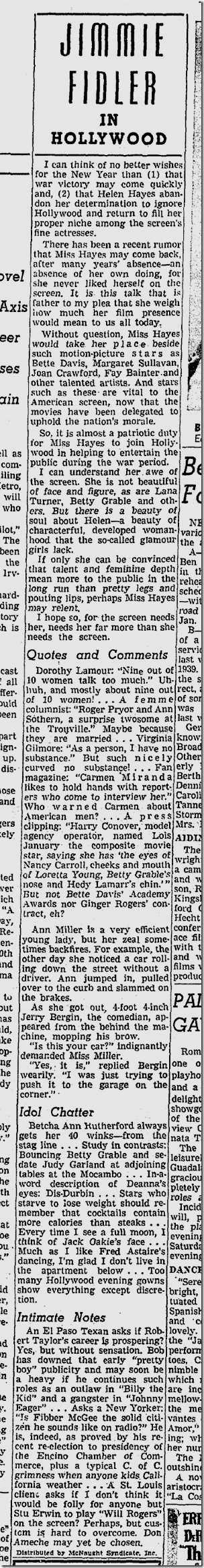 Jan. 5, 1942, Jimmie Fidler 