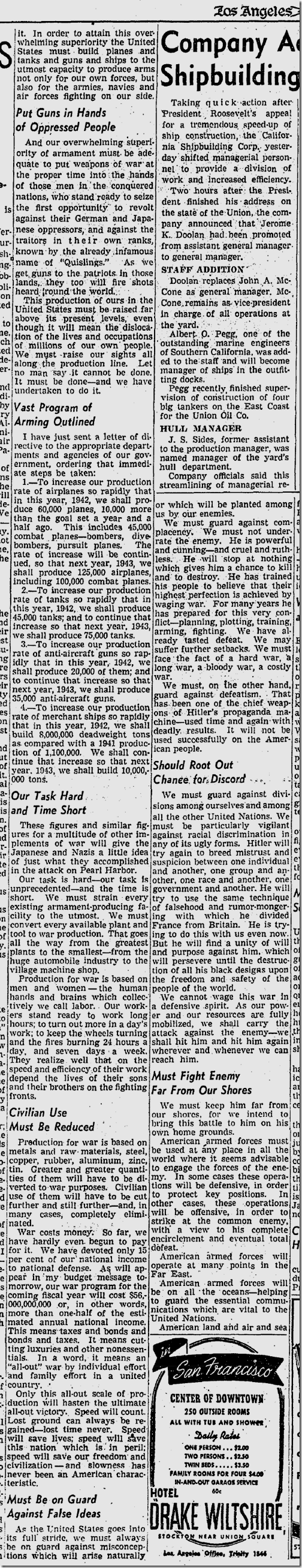 Jan. 7, 1942, State of the Union 