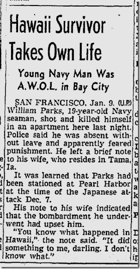 Jan. 10, 1942, Suicide Jan. 10, 1942, Suicide