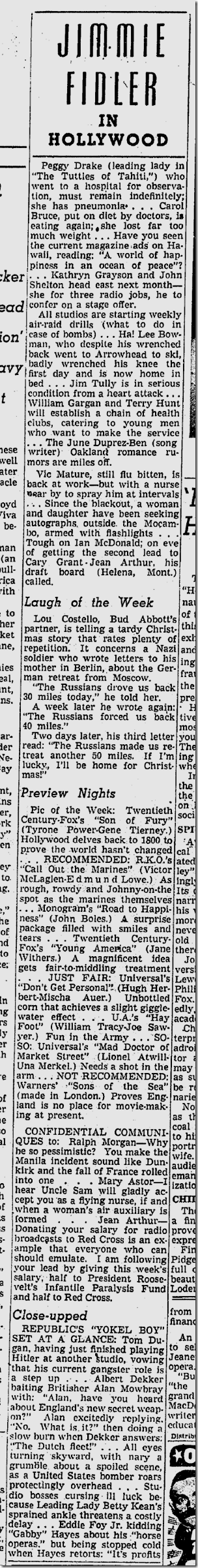 Jan. 10, 1942, Jimmie Fidler Jan. 10, 1942, Jimmie Fidler