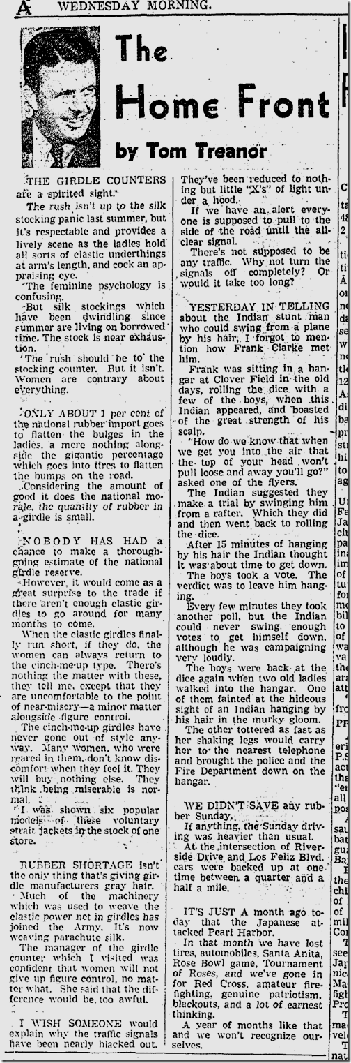 Jan. 7, 1942, Tom Treanor 