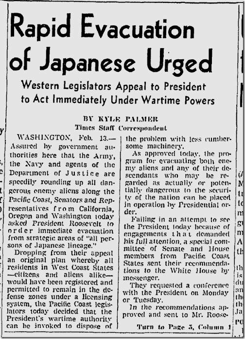 Feb. 14, 1942, Japanese Evacuation 