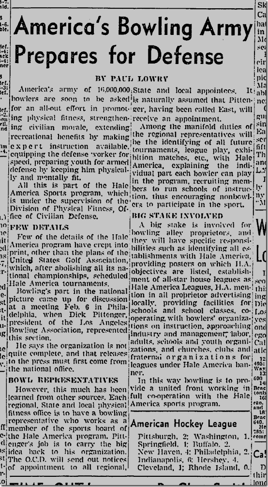 Feb. 15, 1942, Bowling Feb. 15, 1942, Bowling