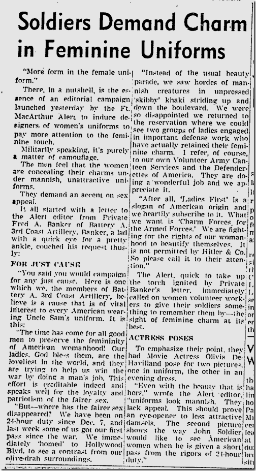 Feb. 18, 1942, Women's Uniforms 