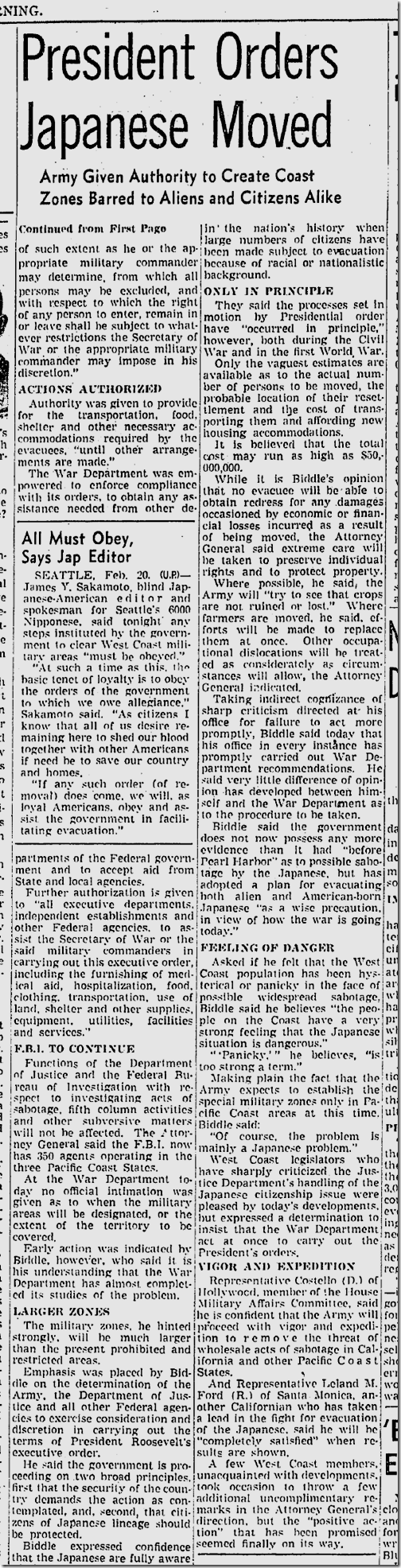 Feb. 21, 1942, Japanese Evacuation 