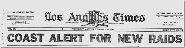 Feb. 25, 1942, Coast Alert for New Raids 