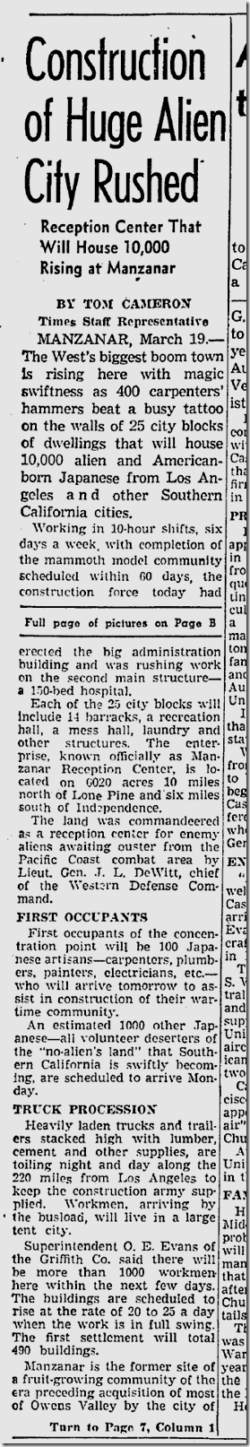 March 20, 1942, Manzanar March 20, 1942, Manzanar