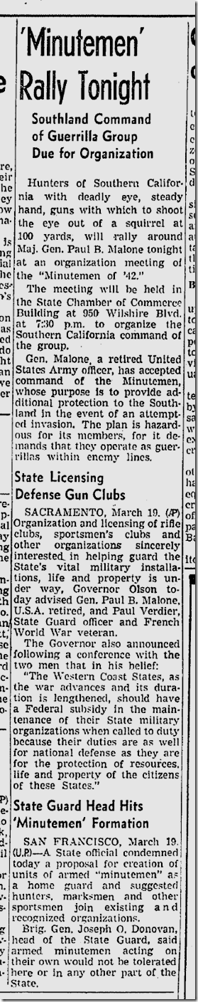 March 20, 1942, Minutemen March 20, 1942, Minutemen