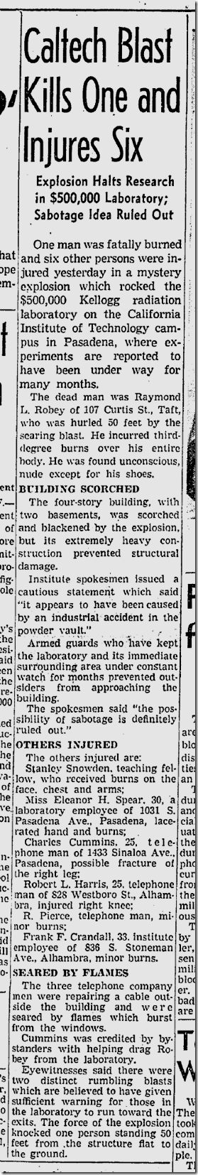 March 28, 1942, Caltech Blast March 28, 1942, Caltech Blast