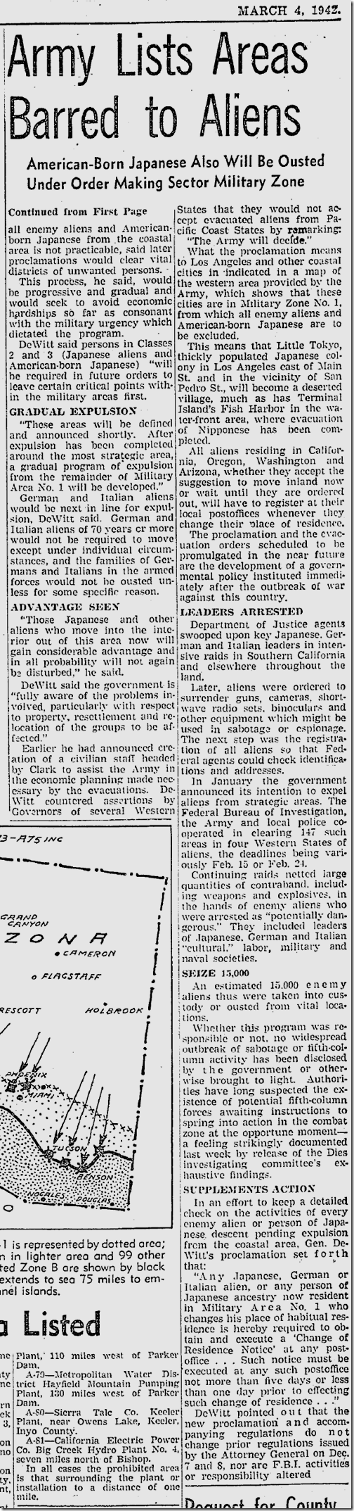 March 4, 1942, Banned Areas 