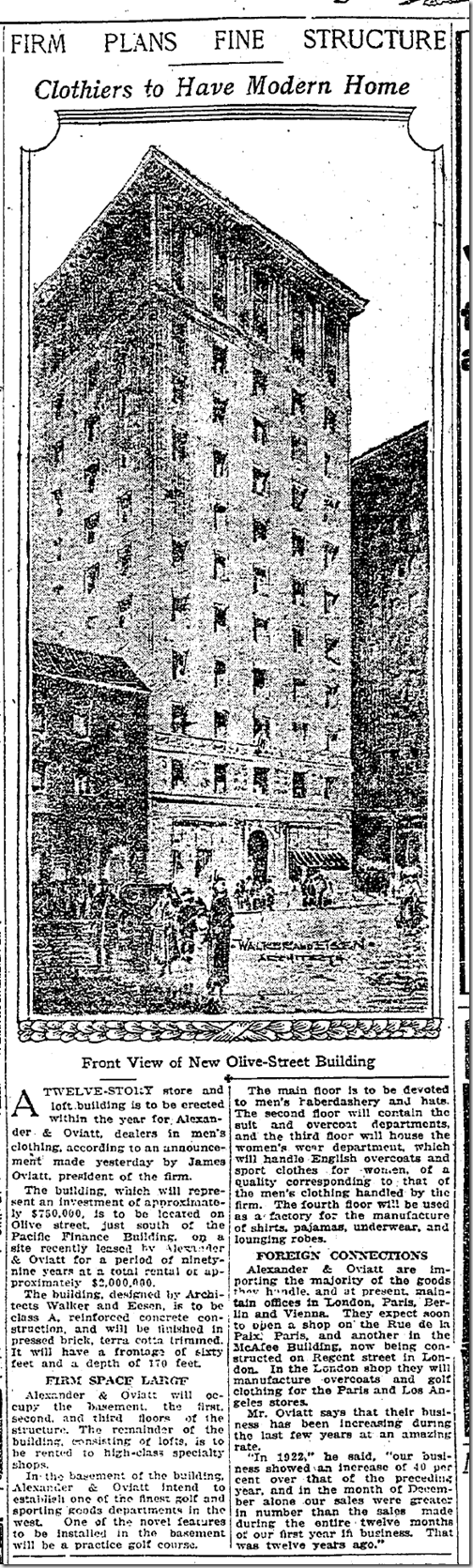 Oviatt Building, Jan. 14, 1923 