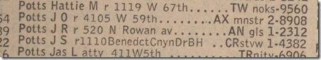 1946 Phone Directory J.S. Potts 