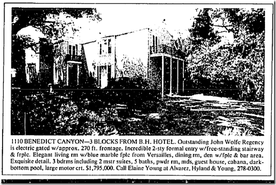 Aug. 10, 1986, 1110 Benedict Canyon 