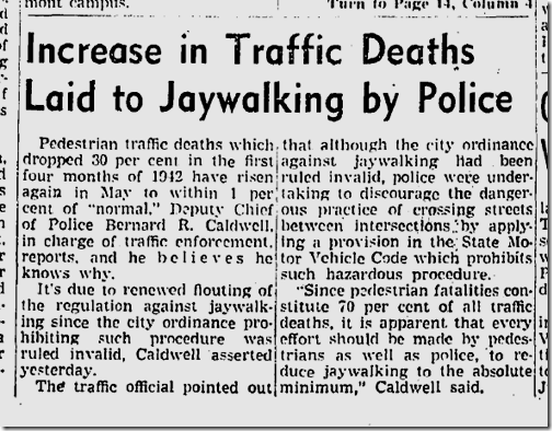 May 16, 1942, Jaywalking Blamed for Traffic Deaths 