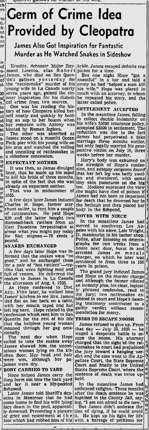 May 2, 1942, Rattlesnake James 