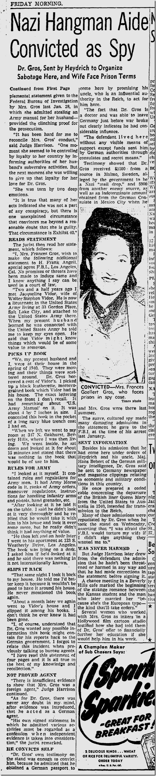 June 5, 1942, Nazi Spy 