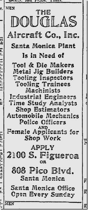 June 12, 1942, Help Wanted 