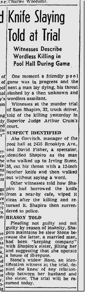 June 12, 1942, Stabbing 