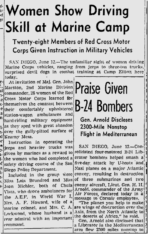 June 13, 1942, Women Drivers 
