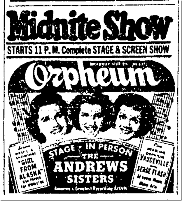 June 13, 1942, Andrews Sisters 