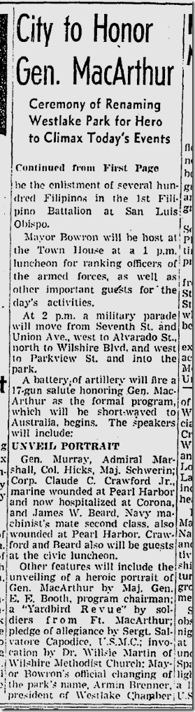 June 13, 1942, MacArthur Park 