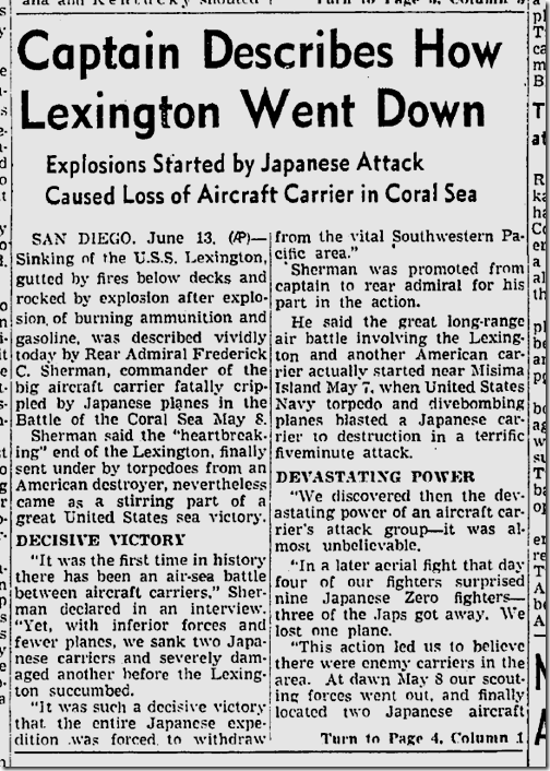 June 14, 1942, Lexington 